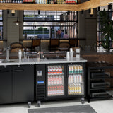 Polarman PLM-BC2-24G 49" Black Glass Door Back Bar Refrigerator with LED Lighting