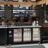 Polarman PLM-BC4-24G 73" Black Glass Door Back Bar Refrigerator with LED Lighting