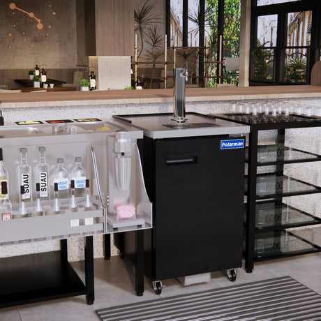 Polarman PLM-BCBD1 24 1/8" Single Tap Kegerator Beer Dispenser with 2 Solid Doors, 8.1 cu. ft.