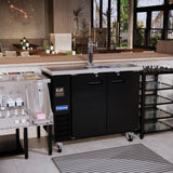 Polarman PLM-BCBD2-1 49 1/8" Double Tap Kegerator Beer Dispenser with 2 Solid Doors, 12.5 cu. ft.