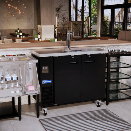Polarman PLM-BCBD2-1 49 1/8" Double Tap Kegerator Beer Dispenser with 2 Solid Doors, 12.5 cu. ft.