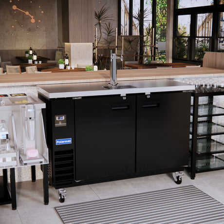 Polarman PLM-BCBD3-1 61 1/16" Double Tap Kegerator Beer Dispenser with 2 Solid Doors, 16.6 cu. ft.