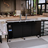 Polarman PLM-BCBD4-2 73 1/16" Dual Double-Tap Kegerator Beer Dispenser with 3 Solid Doors, 20.8 cu. ft.