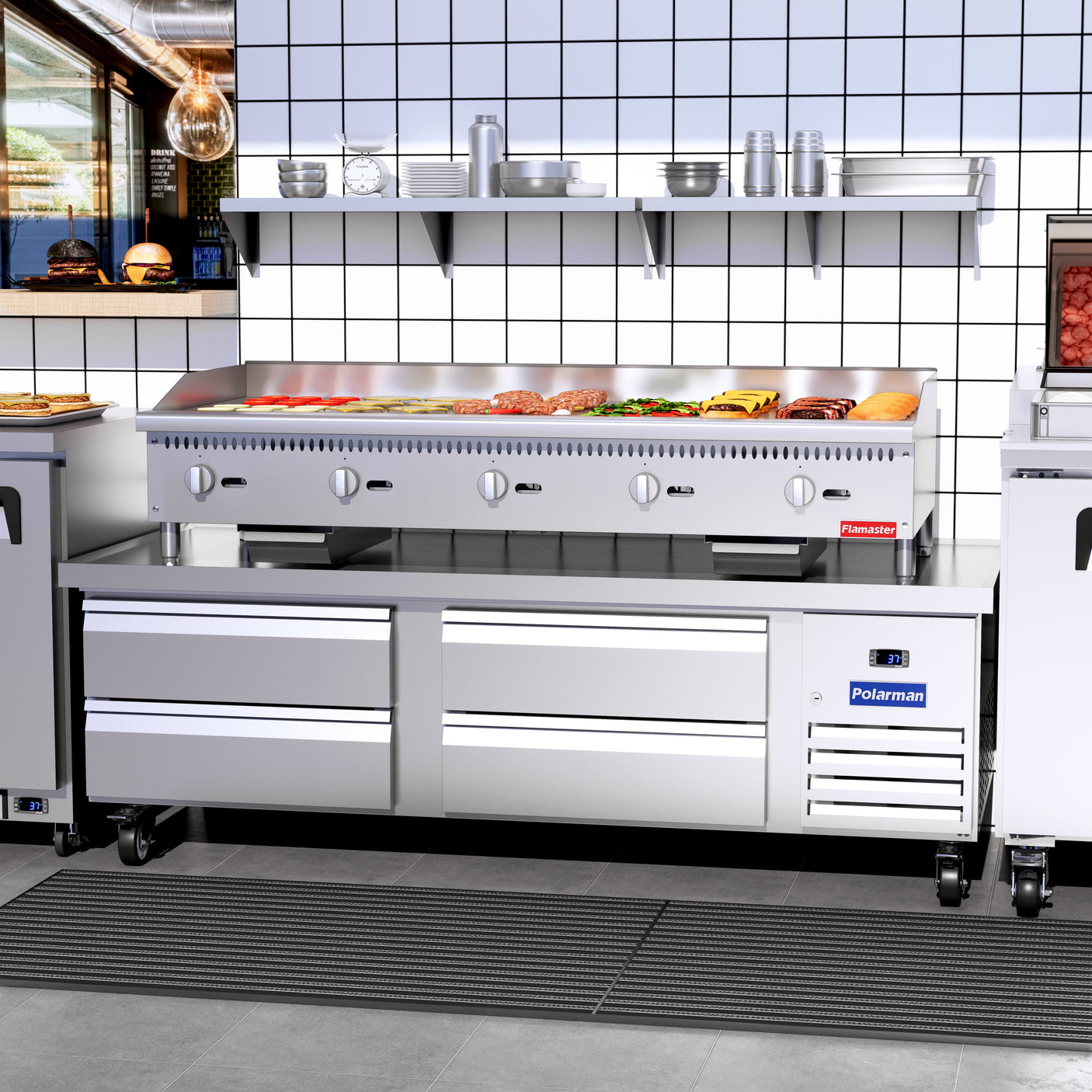 Polarman PLM-CBR72 74" Refrigerated Chef Base, 4 Drawers, 10.8 cu ft, Stainless Steel