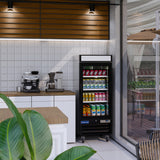 Polarman PLM-HGD12R 25" Black Refrigerated Single Swing Glass Door Merchandiser with LED Lighting, 12 cu.ft