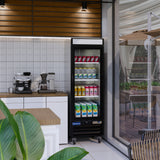 Polarman PLM-HGD16R 25" Black Refrigerated Single Swing Glass Door Merchandiser with LED Lighting, 16 cu.ft