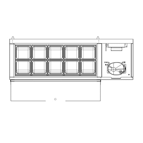 Polarman PLM-PD55 53" Countertop Refrigerated Topping Rail, Stainless Steel,(10) 1/6 Size Pans