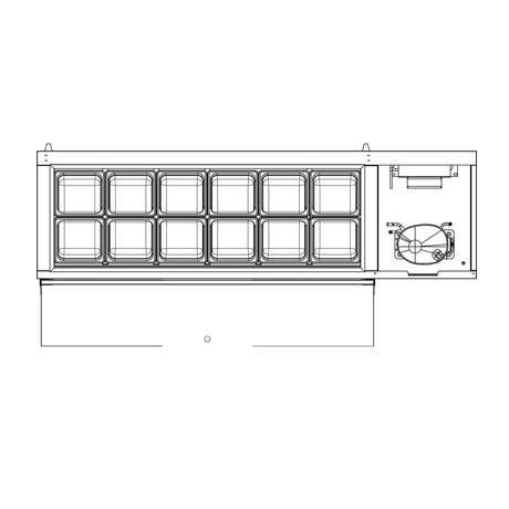 Polarman PLM-PD60 60" Countertop Refrigerated Topping Rail, Stainless Steel , (12) 1/6 Size Pans
