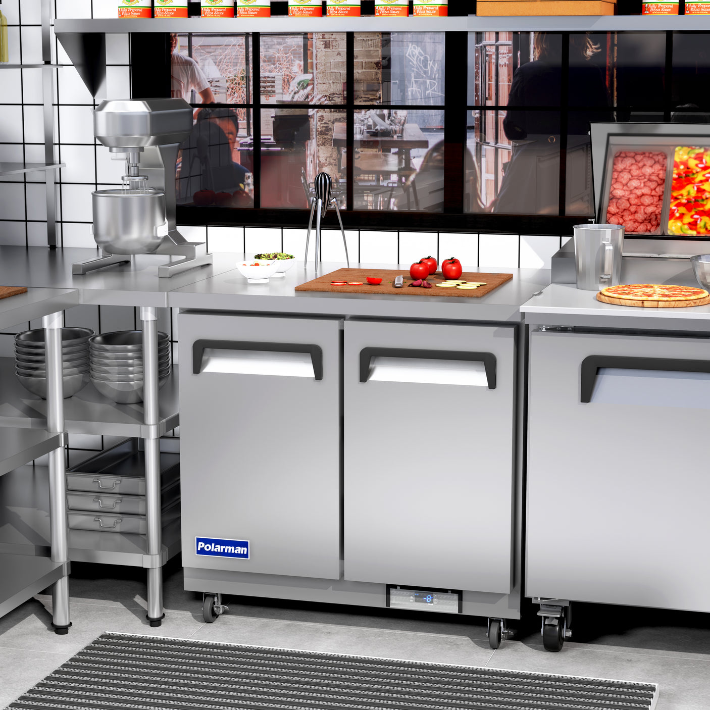 Polarman PLM-UC-36FS 36 7/16" Undercounter Freezer, 7.7 cu. ft, Stainless Steel, 2 Solid Doors