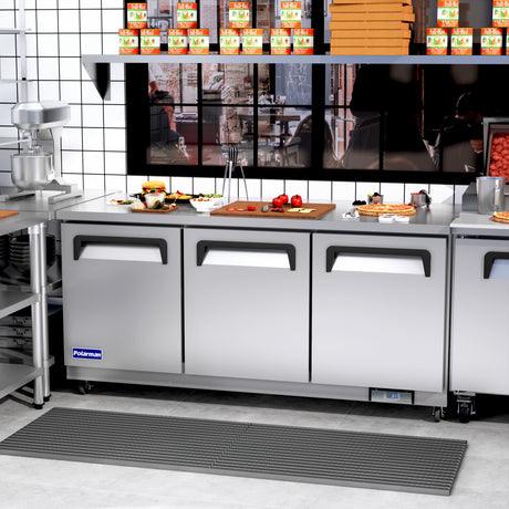 Polarman PLM-UC-72S 71 3/4" Undercounter Refrigerator, 18 cu. ft, Stainless Steel, 3 Solid Doors