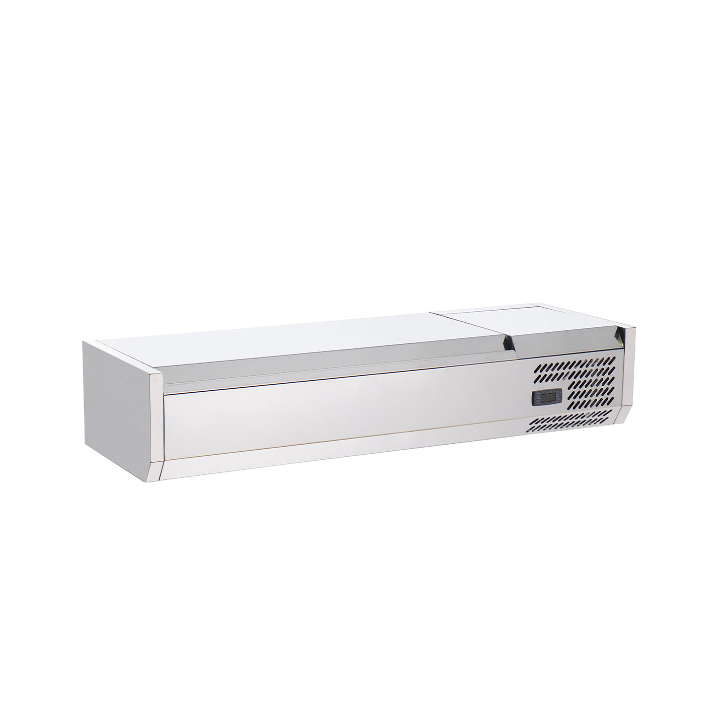 Polarman PLM-R1200L-2S 47" Stainless Steel Countertop Refrigerated Sushi Display Case, (3) 1/3 + (2) 1/4 Size Pans