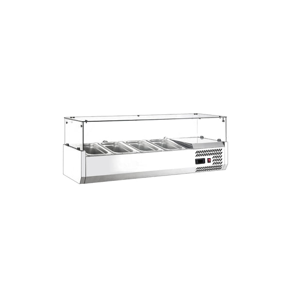 Polarman 47″ Open Countertop Salad Showcase with 4 Sides Glass RT-1200L-2