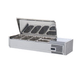 Polarman PLM-R1200L-2S 47" Stainless Steel Countertop Refrigerated Sushi Display Case, (3) 1/3 + (2) 1/4 Size Pans