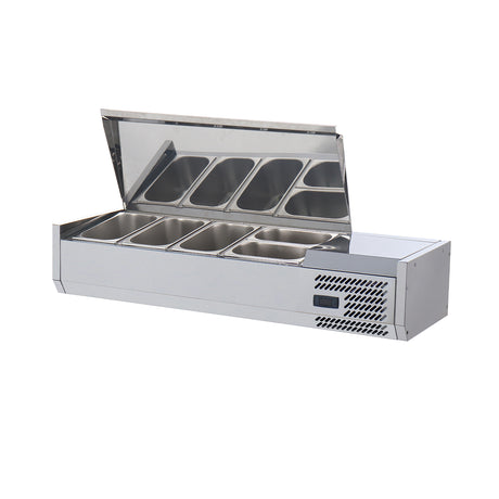 Polarman PLM-R1200L-2S 47" Stainless Steel Countertop Refrigerated Sushi Display Case, (3) 1/3 + (2) 1/4 Size Pans