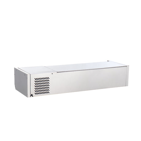 Polarman PLM-R1200L-2S 47" Stainless Steel Countertop Refrigerated Sushi Display Case, (3) 1/3 + (2) 1/4 Size Pans