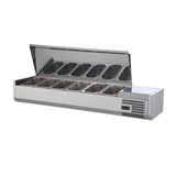 Polarman PLM-R1500L-2S 59" Stainless Steel Countertop Refrigerated Sushi Display Case, (6) 1/3 Size Pans