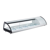 Polarman PLM-R103L 69 1/10" Countertop Refrigerated Sushi Display Case with Sliding Door, (5) 1/2 Size Pans, White