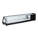 Polarman PLM-R104L 69 1/10" Countertop Refrigerated Sushi Display Case with Sliding Door, (5) 1/2 Size Pans, Black