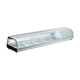 Polarman PLM-R132L 71" Countertop Refrigerated Sushi Display Case with Sliding Door, (5) 1/2 Size Pans, White