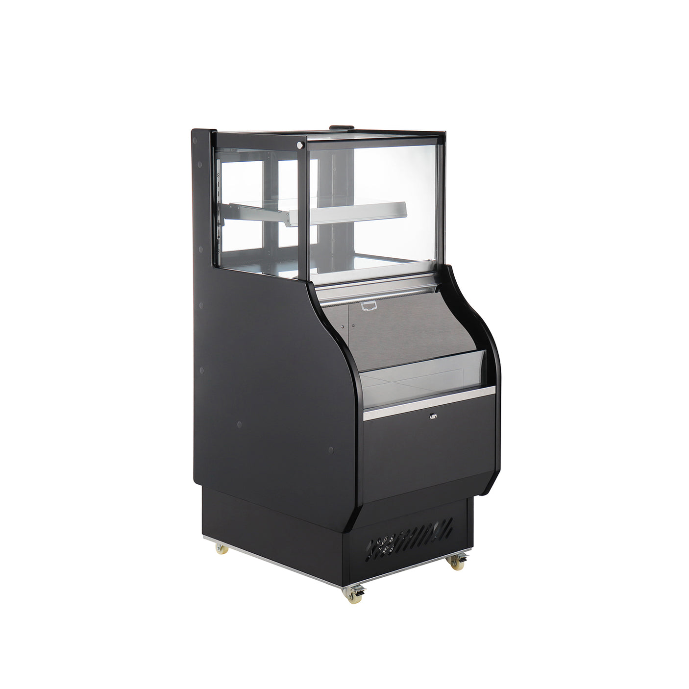 Polarman PLM-R286L-2 25 9/10" Square Glass Refrigerated Air Curtain Merchandiser with LED Lighting and Night Curtain