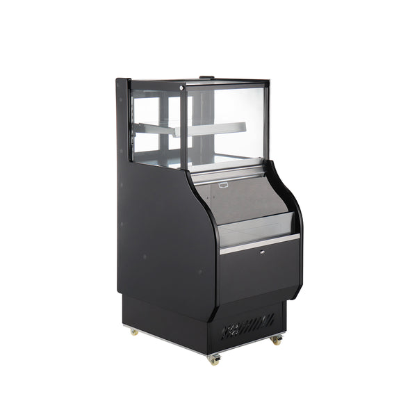 Polarman RTS-286L-2 25 9/10" Square Glass Refrigerated Air Curtain Merchandiser with LED Lighting and Night Curtain