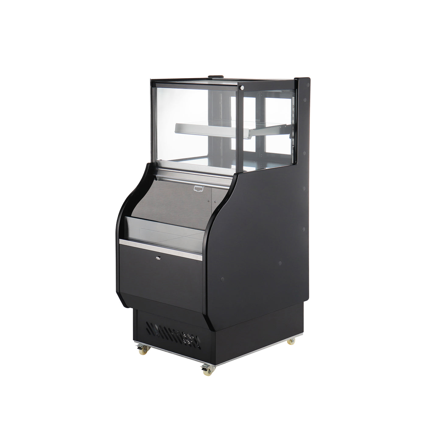Polarman PLM-R286L-2 25 9/10" Square Glass Refrigerated Air Curtain Merchandiser with LED Lighting and Night Curtain
