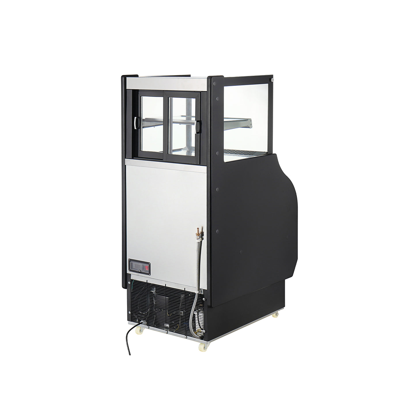 Polarman PLM-R286L-2 25 9/10" Square Glass Refrigerated Air Curtain Merchandiser with LED Lighting and Night Curtain