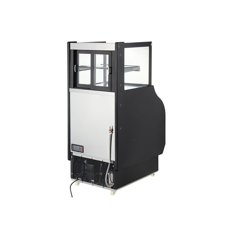 Polarman PLM-R286L-2 25 9/10" Square Glass Refrigerated Air Curtain Merchandiser with LED Lighting and Night Curtain