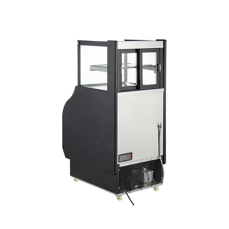 Polarman PLM-R286L-2 25 9/10" Square Glass Refrigerated Air Curtain Merchandiser with LED Lighting and Night Curtain
