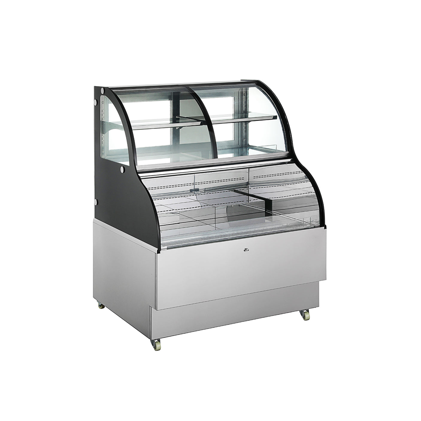 Polarman PLM-R348L 35 2/5" Curved Glass Refrigerated Air Curtain Merchandiser with LED Lighting and Night Curtain