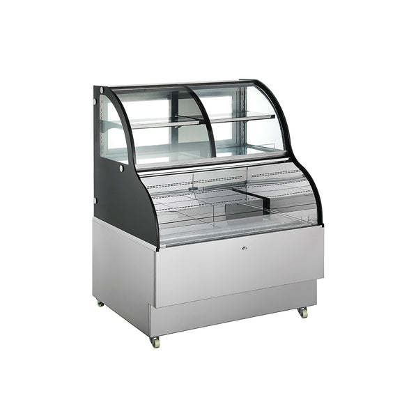 Polarman RTS-348L 35 2/5" Curved Glass Refrigerated Air Curtain Merchandiser with LED Lighting and Night Curtain