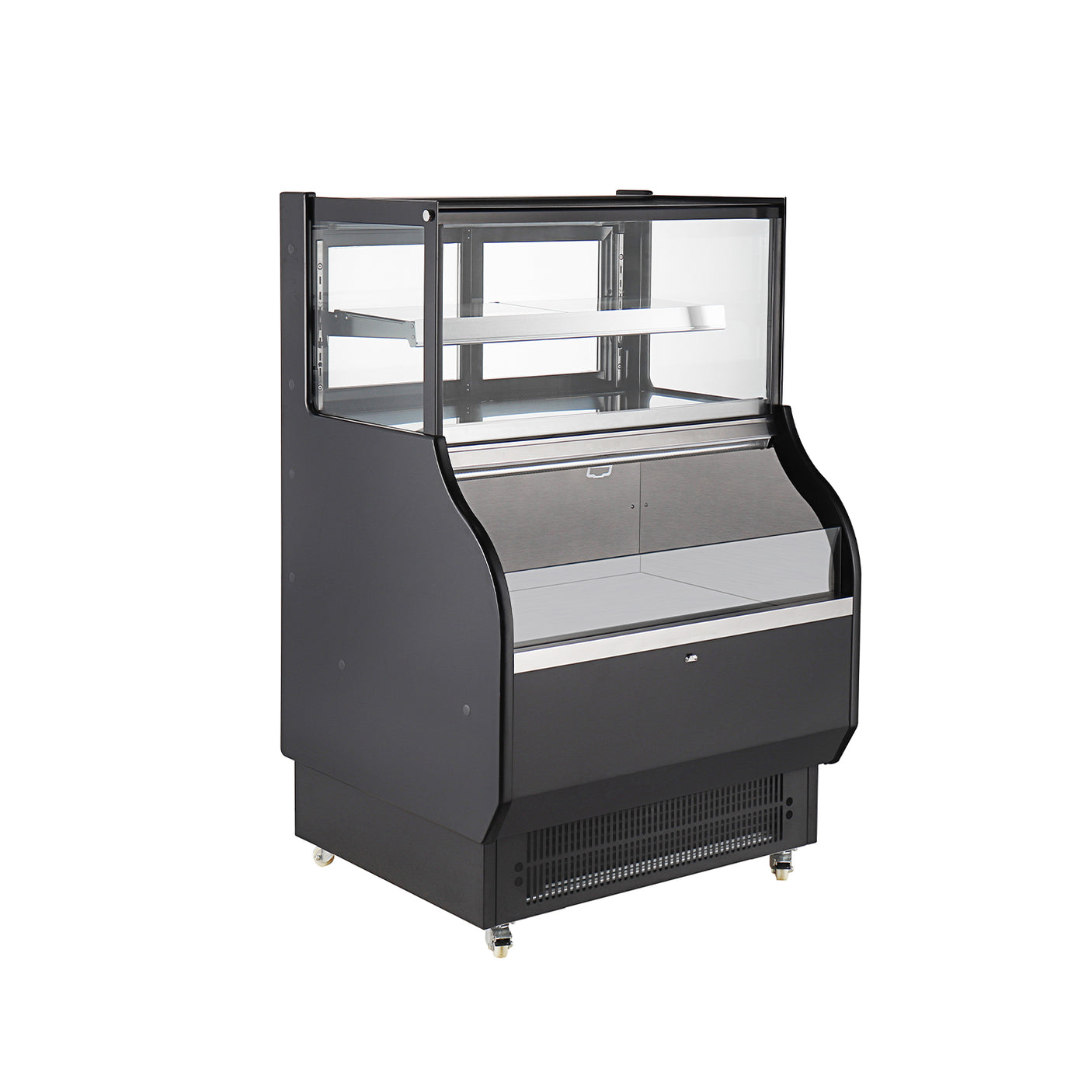 Polarman PLM-R410L-2 39" Square Glass Refrigerated Air Curtain Merchandiser with LED Lighting and Night Curtain