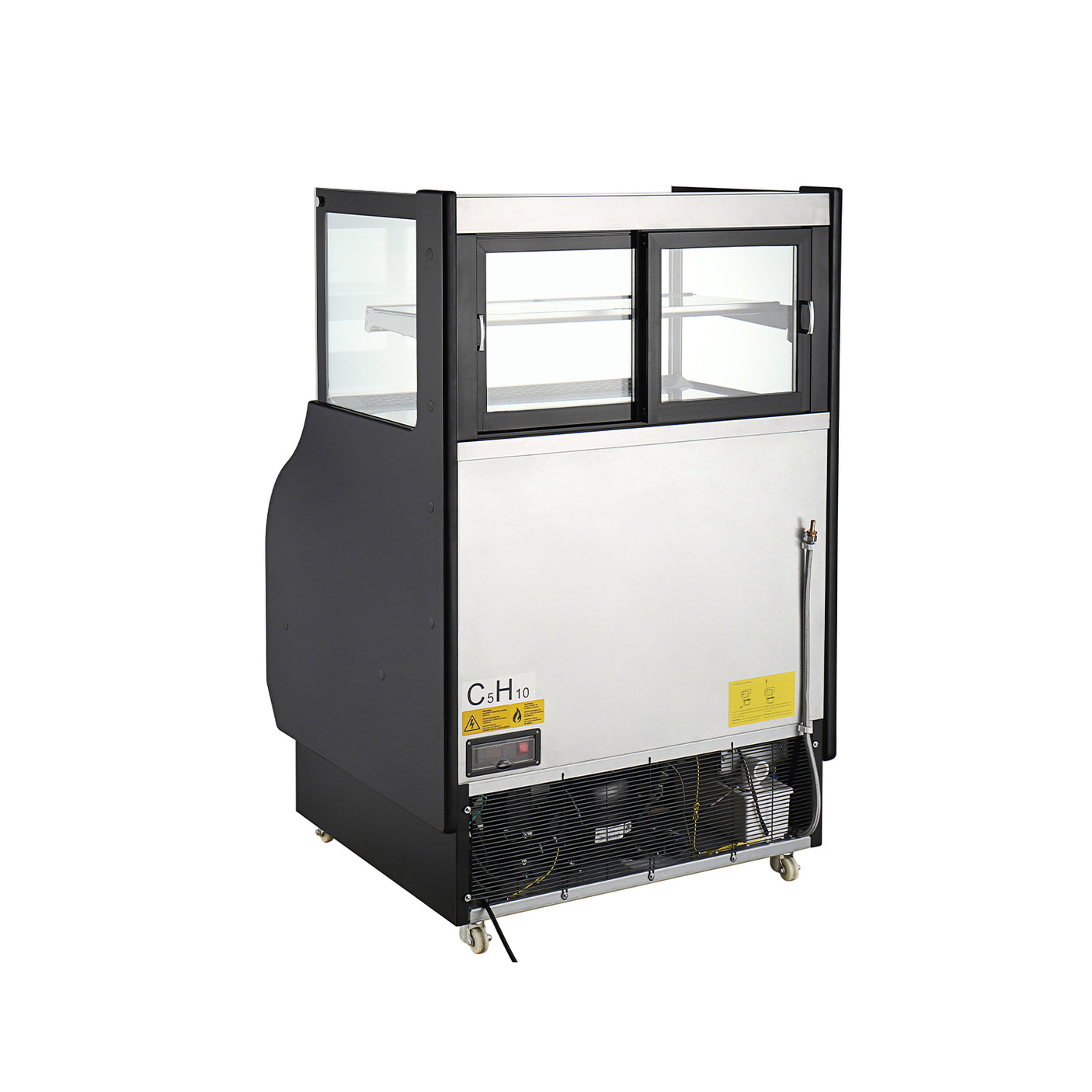 Polarman PLM-R410L-2 39" Square Glass Refrigerated Air Curtain Merchandiser with LED Lighting and Night Curtain