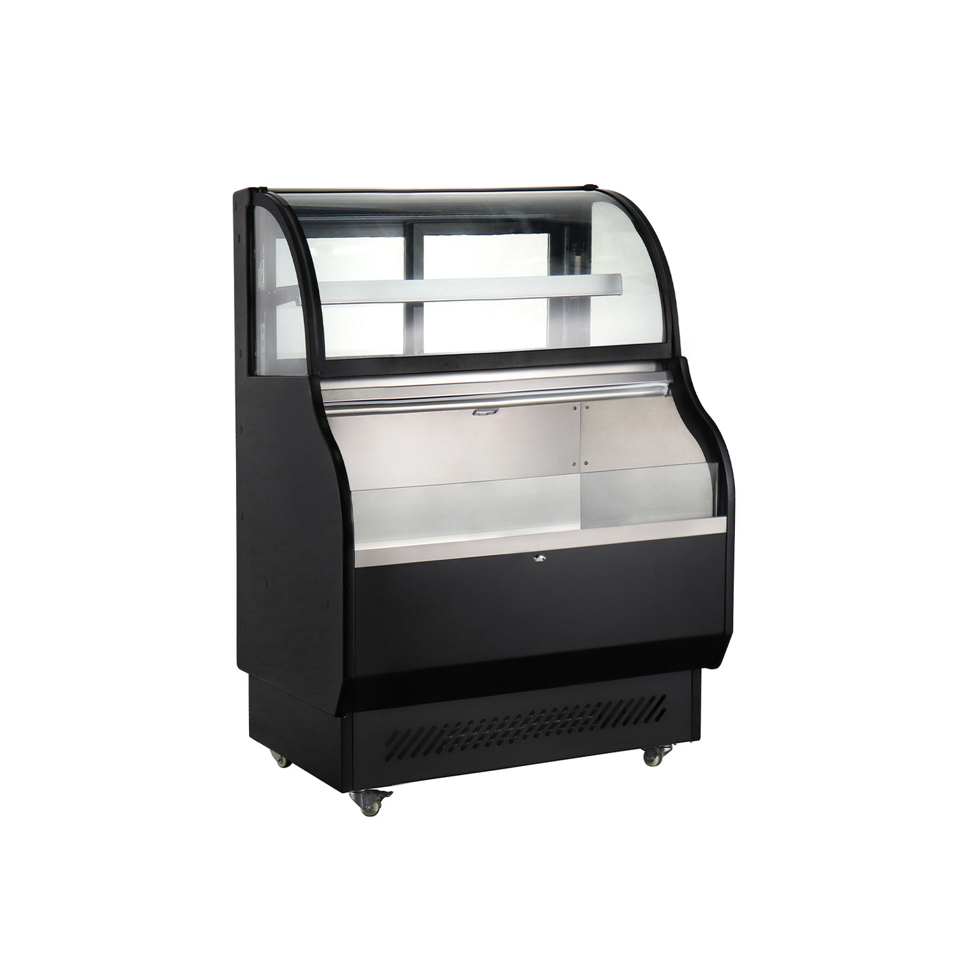 Polarman PLM-R410L 39" Curved Glass Refrigerated Air Curtain Merchandiser with LED Lighting and Night Curtain
