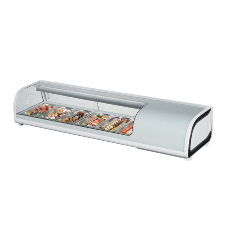 Polarman PLM-R62L 60 1/5" Countertop Refrigerated Sushi Display Case with Sliding Door, (6) 1/3 Size Pans, White