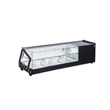 Polarman PLM-R64L 51 1/2" Countertop Refrigerated Sushi Display Case with Sliding Door, (5) 1/3 Size Pans, Black
