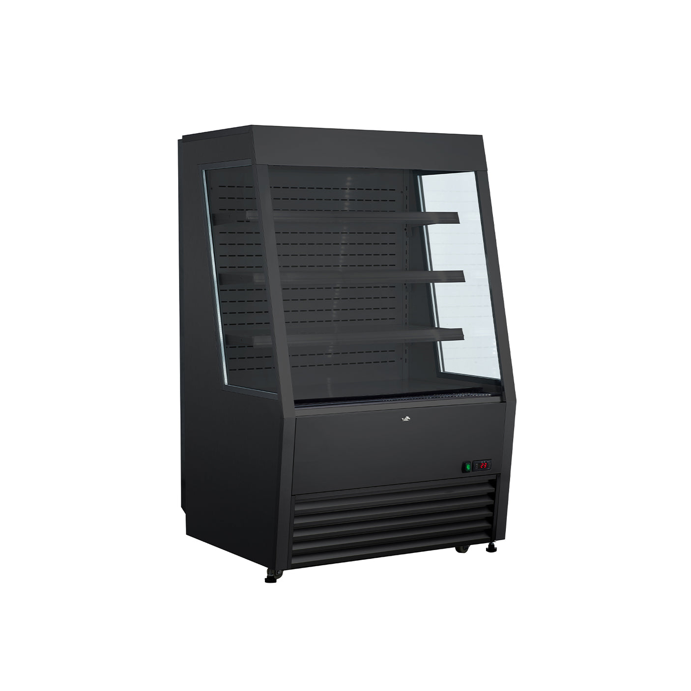 Polarman PLM-R390LSB 36" Black Vertical Air Curtain Merchandiser with 3 Shelves