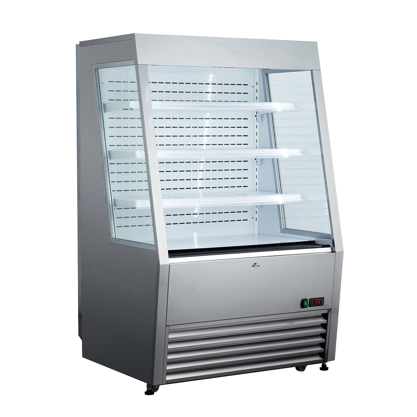 Polarman PLM-R390LS 36" Vertical Air Curtain Merchandiser, Stainless Steel, with 3 Shelves