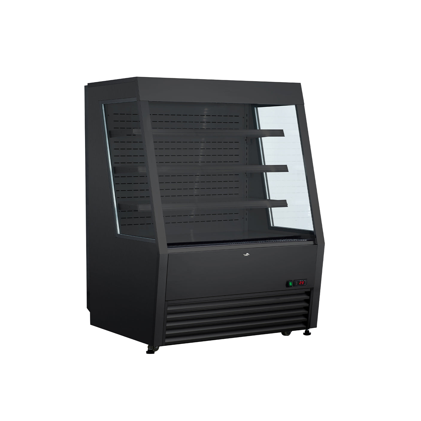 Polarman PLM-R490LSB 48" Black Vertical Air Curtain Merchandiser with 3 Shelves