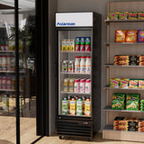 Polarman PLM-SGD24R 23 9/10" Black Refrigerated Swing Glass Door Merchandiser with LED Lighting, 14.3 cu.ft（SS-P430WA）