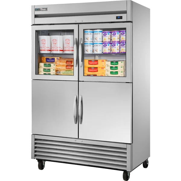 True T-49-2-G-2-HC 54 1/8" Combination Solid & Glass Half Door Reach-In Refrigerator