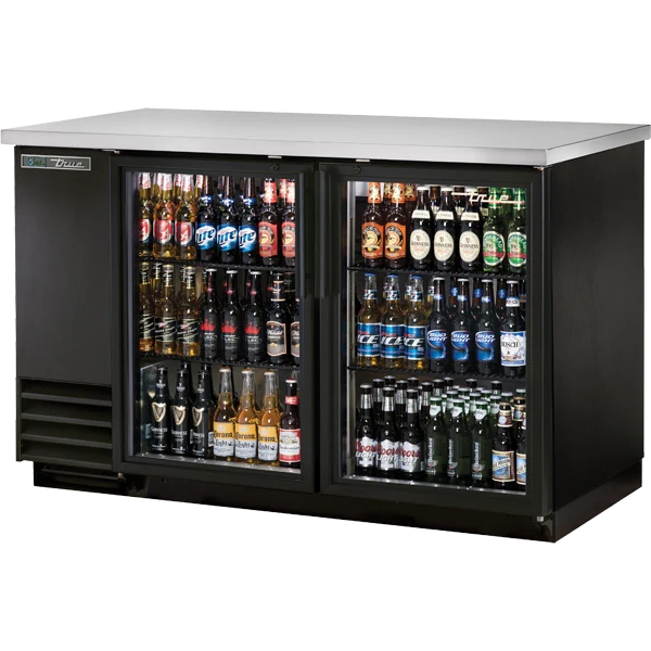 True TBB-2G-HC-LD 58 7/8" 2 Glass Door Back Bar Refrigerator