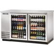True TBB-2G-S-HC-LD 58 7/8" 2 Glass Door Stainless Steel Back Bar Refrigerator