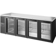 True TBR108-RISZ1-L-B-GGGG-1 108" 4 Glass Door Black Back Bar Refrigerator