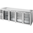 True TBR108-RISZ1-L-S-GGGG-1 108" 4 Glass Door Stainless Steel Back Bar Refrigerator