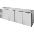 True TBR108-RISZ1-L-S-SSSS-1 108" 4 Solid Door Stainless Steel Back Bar Refrigerator