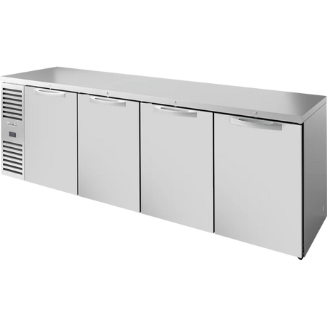 True TBR108-RISZ1-L-S-SSSS-1 108" 4 Solid Door Stainless Steel Back Bar Refrigerator