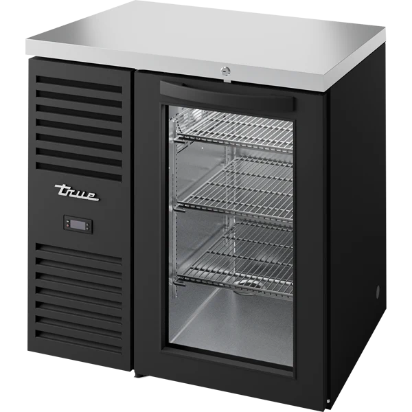 True TBR32-RISZ1-L-B-G-1 32" 1 Glass Door Black Back Bar Refrigerator