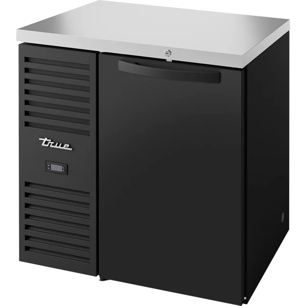 True TBR32-RISZ1-L-B-S-1 32" 1 Solid Door Black Back Bar Refrigerator
