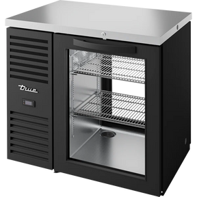 True TBR36-PTSZ1-L-B-G-G-1 36" 2 Glass Door Black Pass-Thru Back Bar Refrigerator